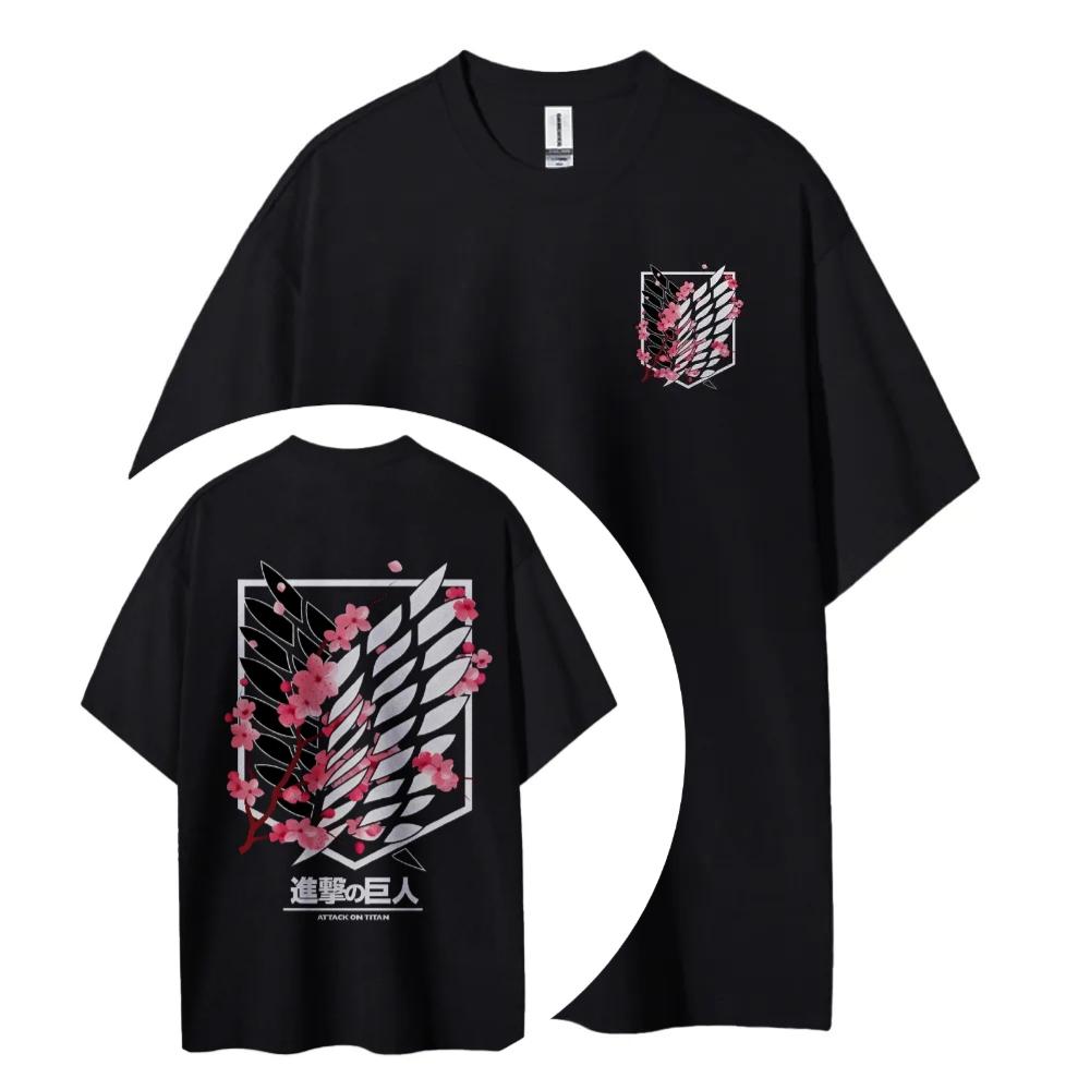 Attack On Titan Cotton Unisex Round Neck Anime TShirt Mens and Womens Summer Fashion High Quality Breathable Street TShirt