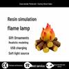 LED Resin Charcoal Flame Ornament - Modern Minimalist Battery Operated Christmas Scene Gift