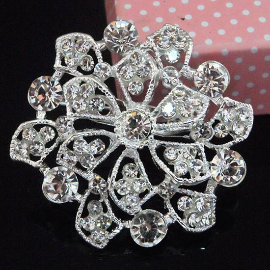 European  American Bridal Fashion Silver-Plated Rhinestone Bouquet Brooch B847 Zhenyao Jewelry