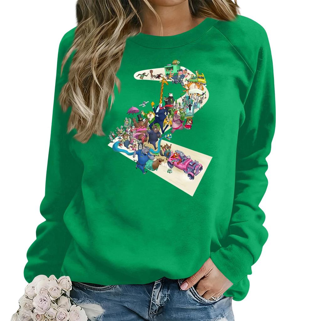 Hanorac larg casual de damă cu mânecă lungă și imprimeu