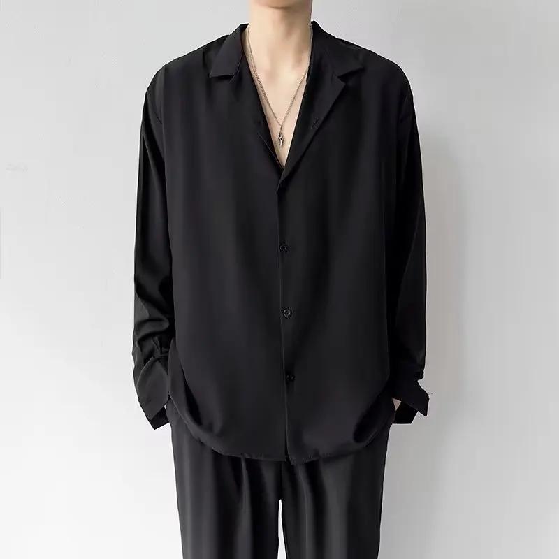 Men's Shirt Spring Summer Loose Casual Long-sleeved Lapel High Street Male Suit Shirt