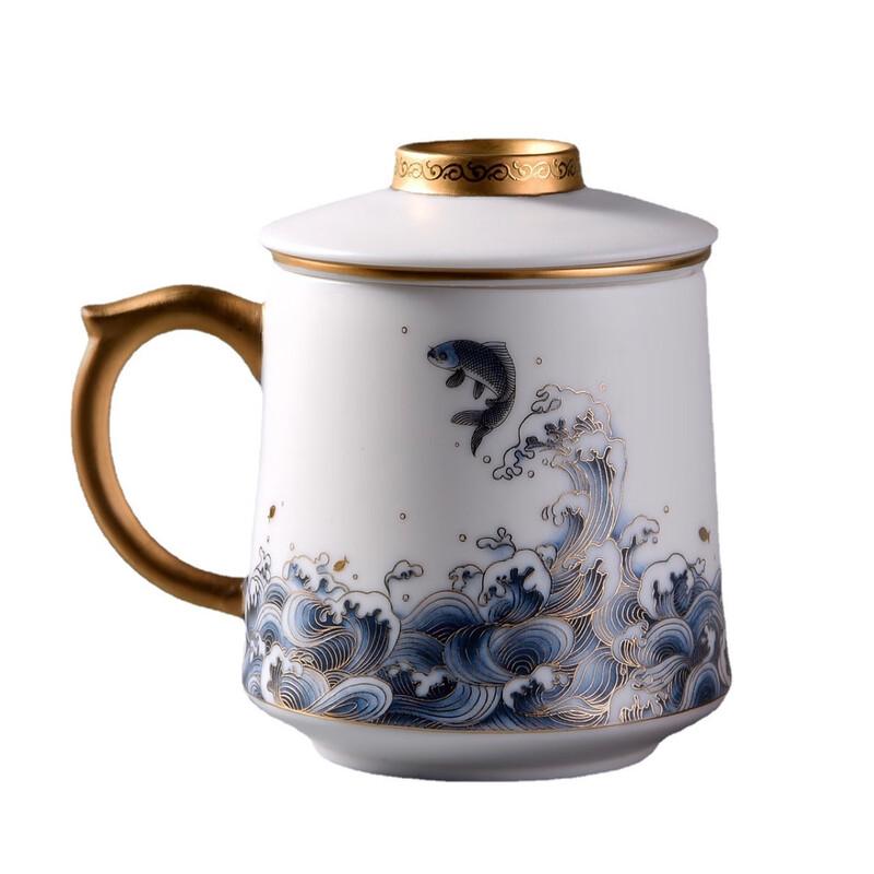 Chaxun Dujingshanfang Ocean Wave White Porcelain Teacup