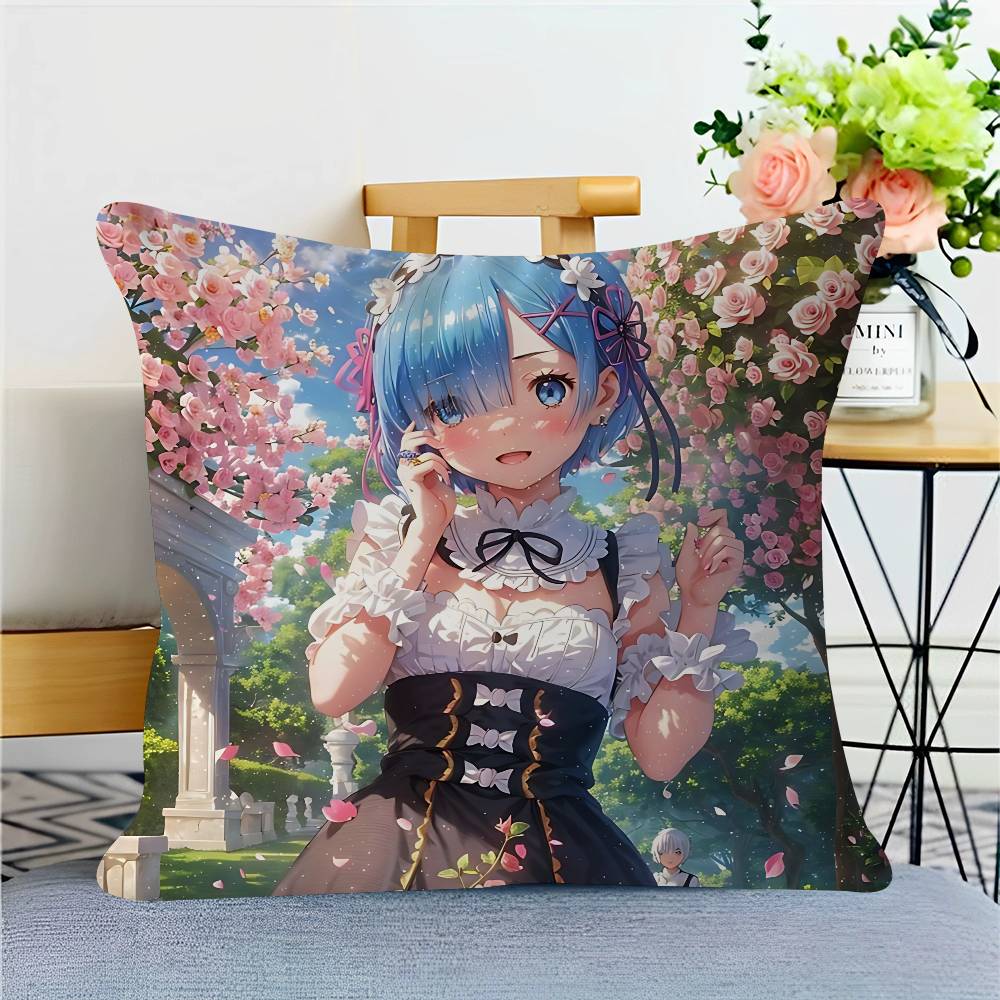 Re Zero R-Rem Pillow Gift Home Office Decoration Bedroom Sofa Car Cushion Cover Case 45x45