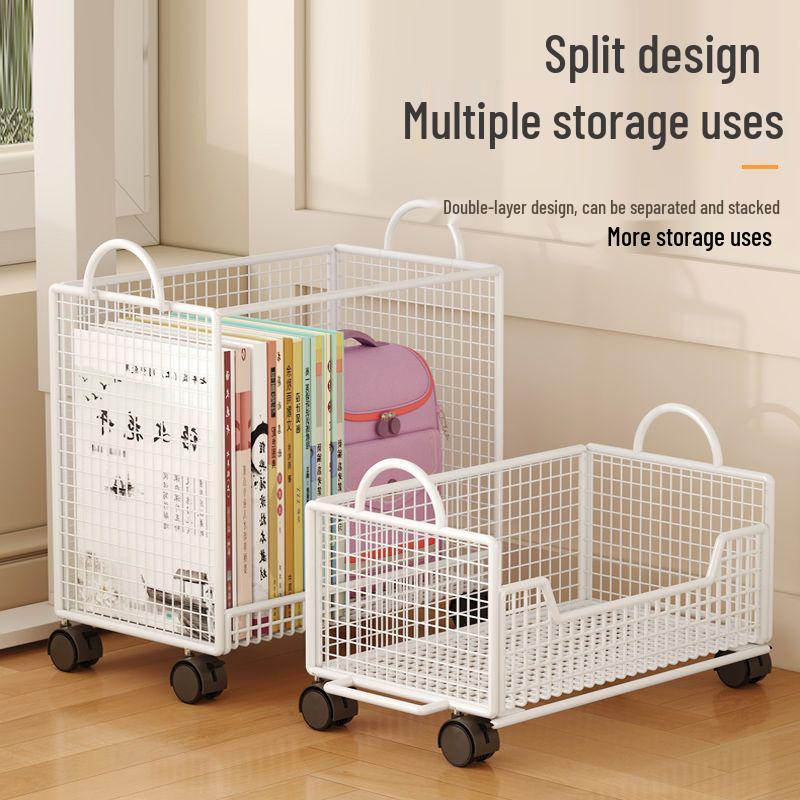 Mobile Under-Desk Bookshelf with Wheels for Students