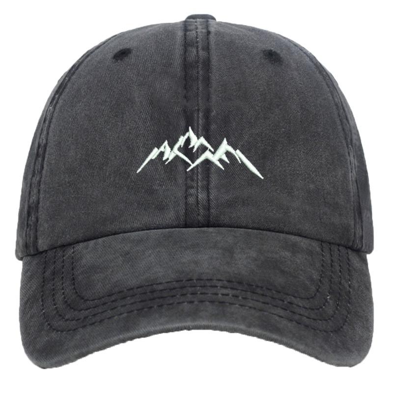 

1pc Unisex Snow Mountain Embroidered Washed Baseball Cap,Casual Retro Adjustable Dad Hat,Lightweight Breathable for OutdoorSport Adjustable чорний