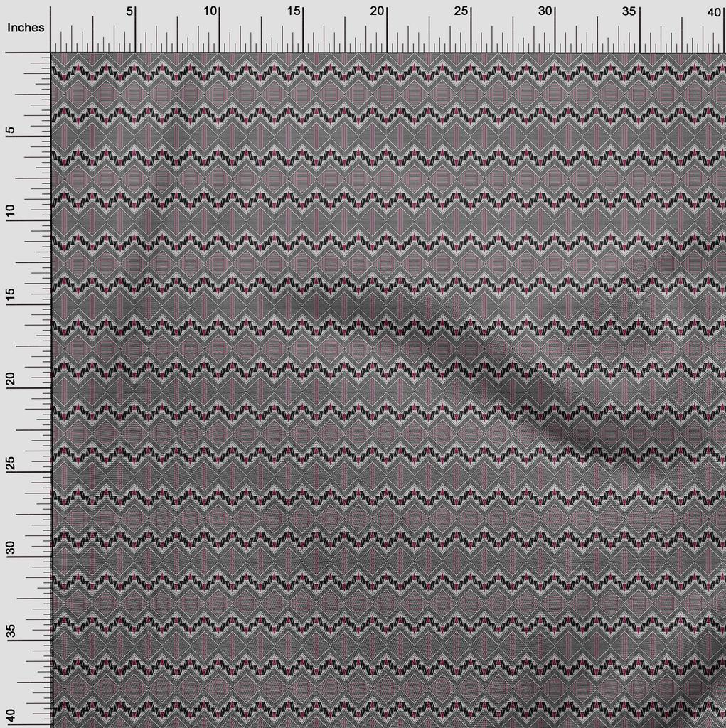 oneOone Cotton Flex Fabric Chevron & Triangle Geometric A  Printed Craft Fabric BTY 40 Inch