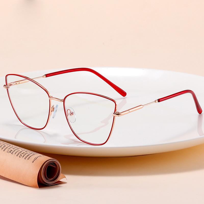 New Fashion Women Anti Light Blue Cat Eye Double Color Frame Glasses Trend Hight Quality Luxury Optical Computer Reading Glasses