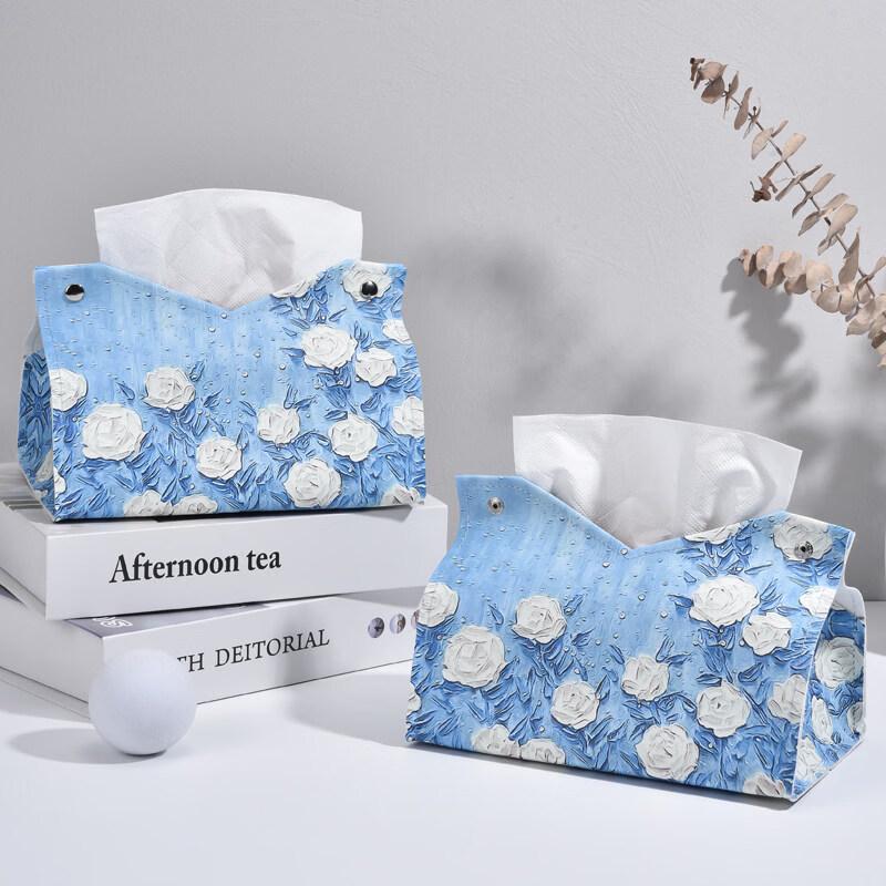 LIEI Rose Oil Painting Acrylic Tissue Box
