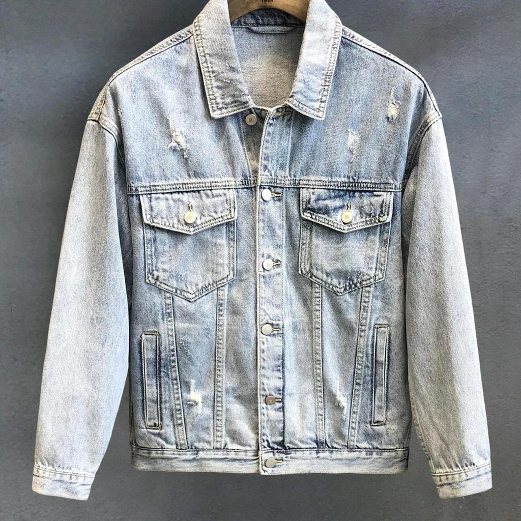 Spring & Autumn Slim Denim Jacket, Street Fashion Brand, Couple Style, Workwear-Inspired for Boys.