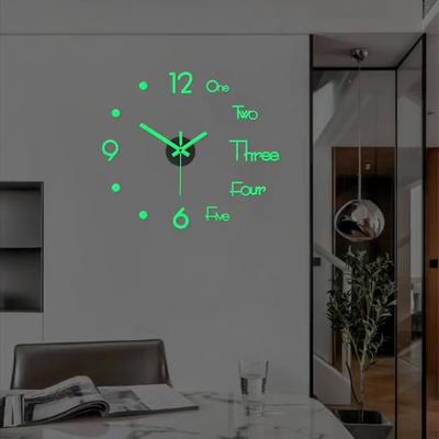 DIY Digitale Wohnzimmer Wanduhr Leuchtende 3D Rahmenlose Uhr Wandaufkleber Stumm Uhr für Schlafzimmer Büro Wanddekoration