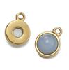 1pc Gold Color Stainless Steel with Round Natural Stone Charms Pendants for Earrings Necklace Jewelry Making Accessories