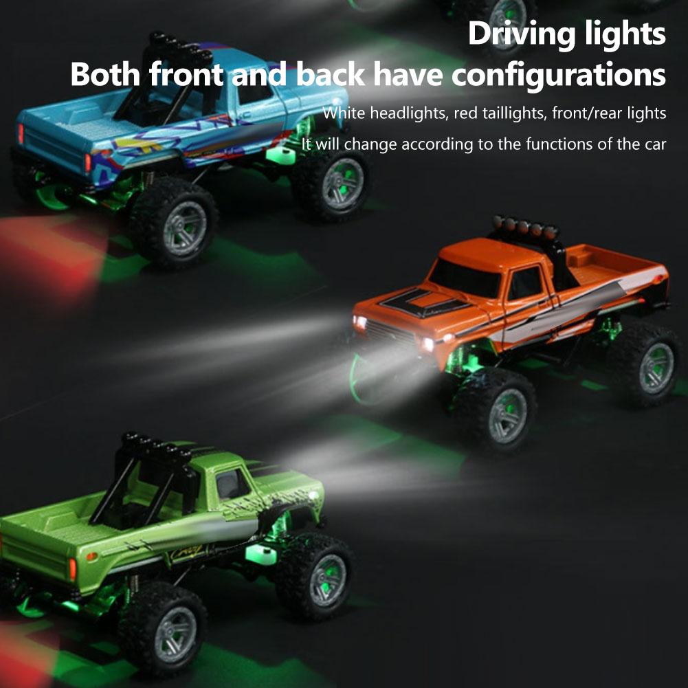 1:64 High-speed Mini RC Car Alloy Appearance Cool Lights Shock Absorption Off-Road RC Monster Truck Children's Gift
