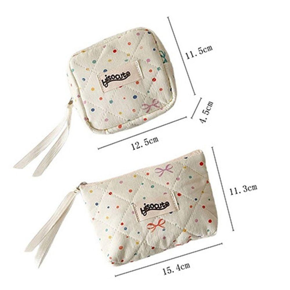 Bowknot Sanitary Napkins Storage Bag Colorful Dots Large Capacity Cosmetic Bag Data Cables Organizer for Women Girls