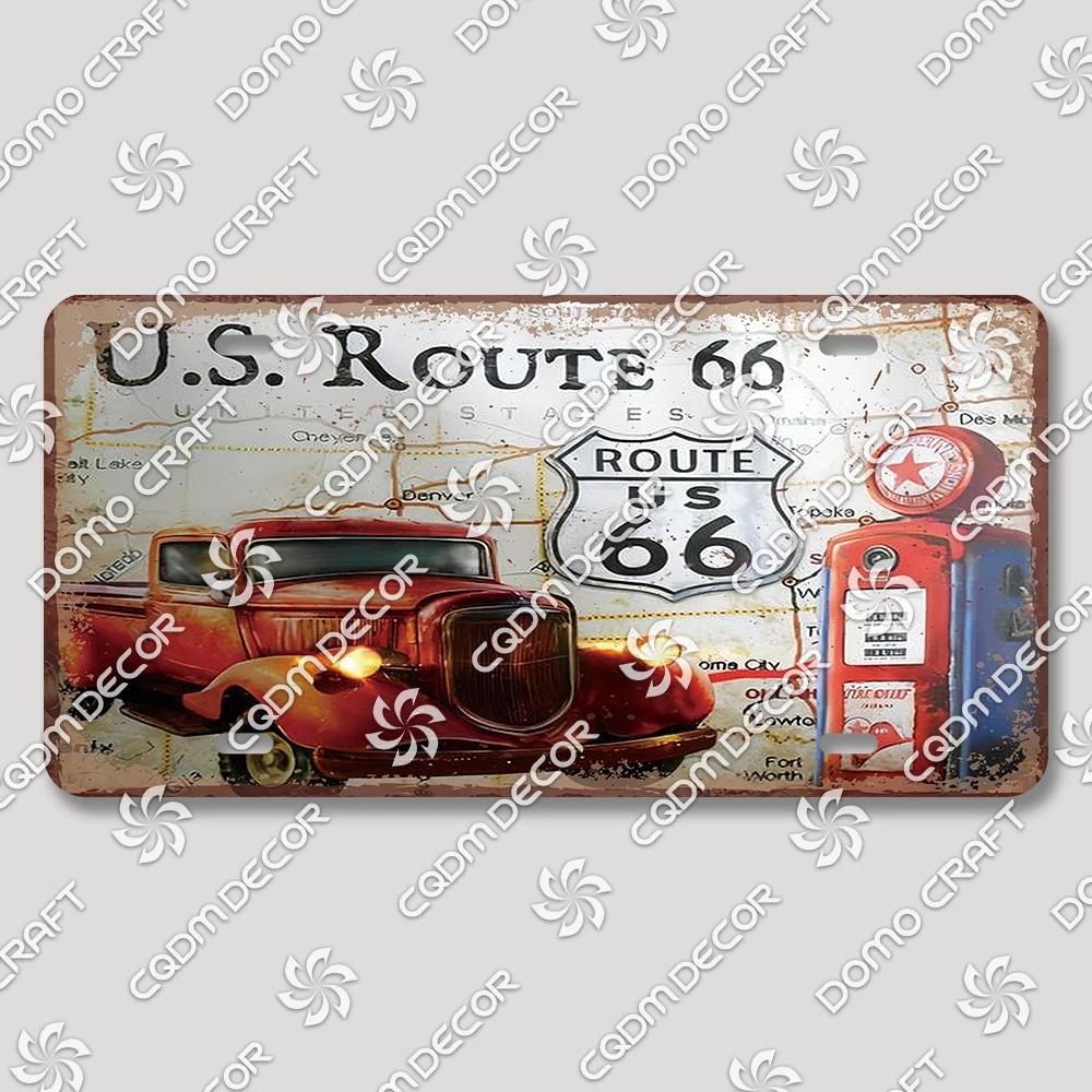 Vintage US Route  Tin Sign Metal Wall Art Decor  Retro Car Poster Plaque for Garage Motel Bar Club Gas Station  Perfect Home Dec