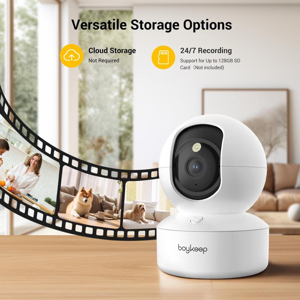1pc Boykeep Indoor Security Camera, 5G/2.4GHz WiFi Camera with Phone App, 360° Pan & Tilt, 2-Way Audio, Color Night Vision, 12s Free Cloud Storage