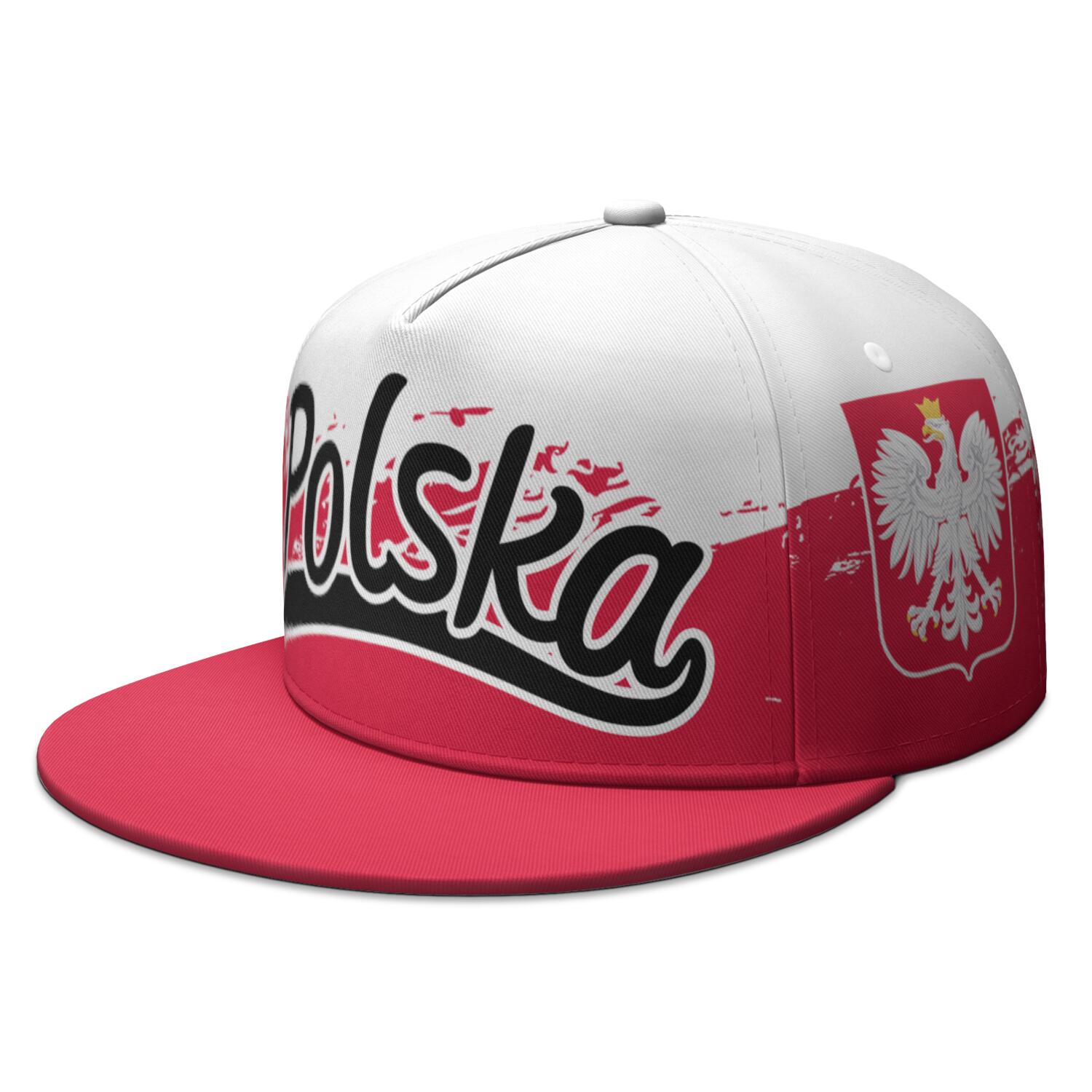 Polen Gratis Gepersonaliseerde Naam Logo Print Foto Pol Platte Klep Pet Nationale Vlag Pl Republiek Polska Pools Land College Hip-Hop Hoed