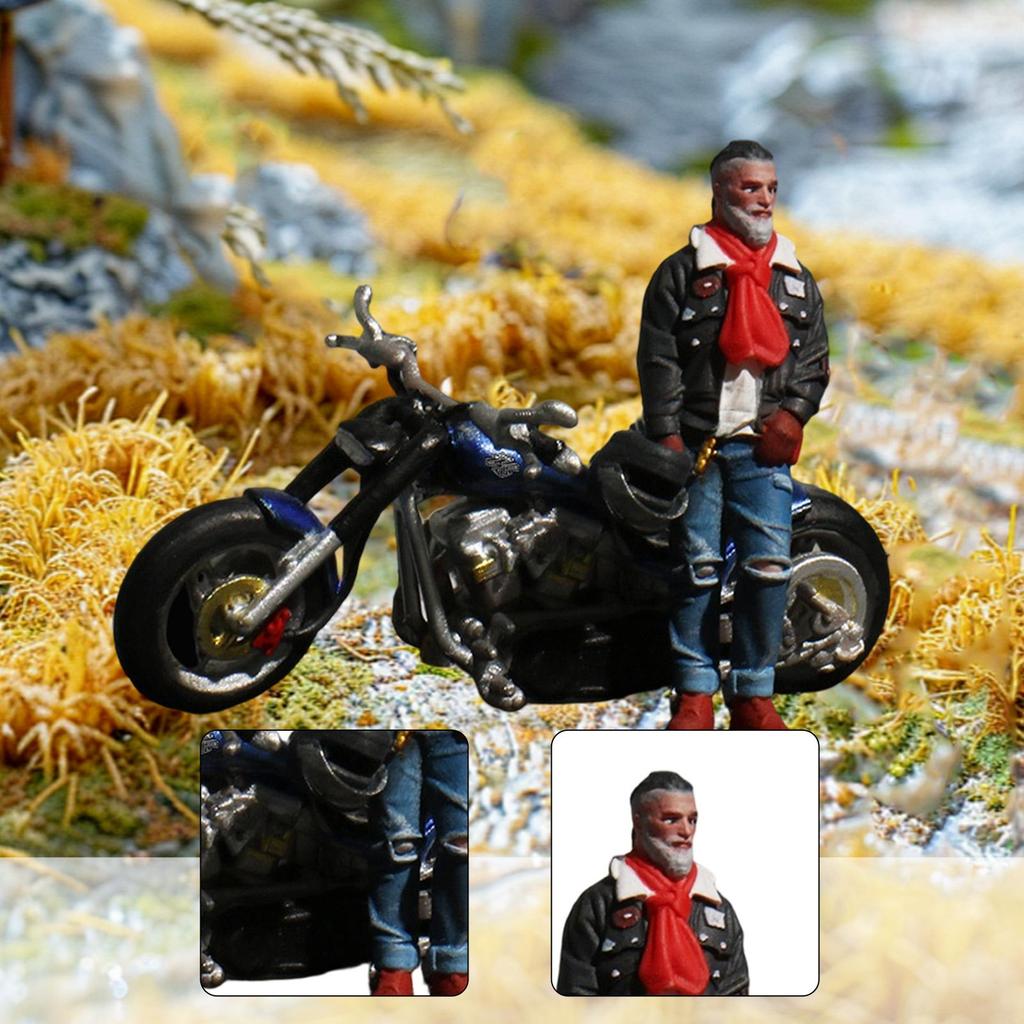 1:64 Miniature Figure Motorcycle Rider DIY Projects Painted Ornament Diorama