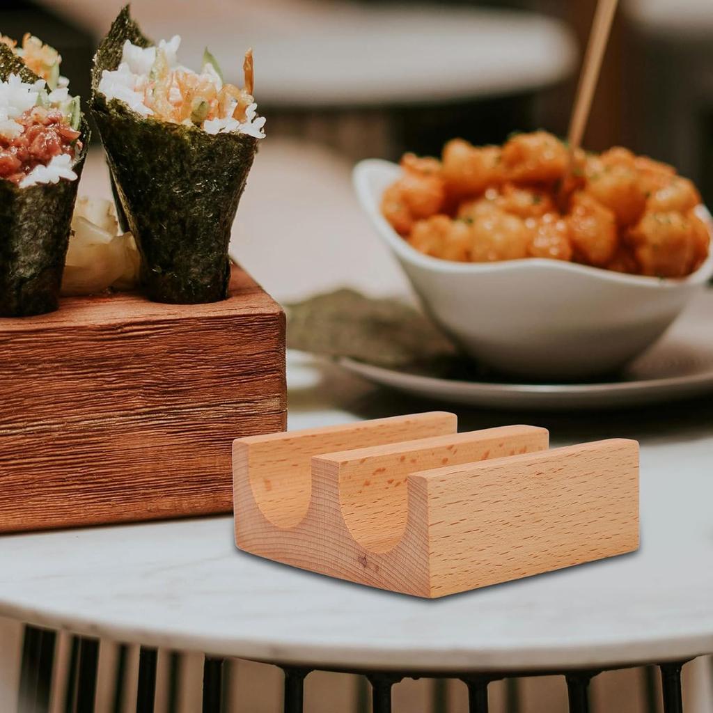 Cabilock Wooden Sushi Taco Holder, Sushi Roll Holder Sushi Display Rack U Shaped Sashimi Plate Japanese Sashimi Serving Geta Plate Sushi Serving Tray