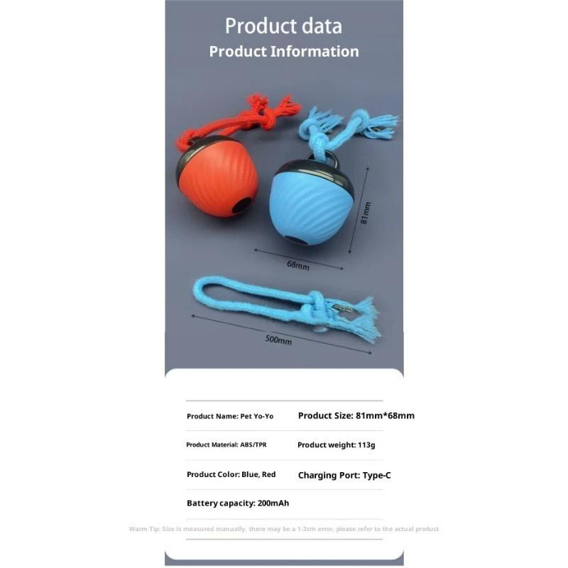 Smart Dog Toy Ball Electronic Interactive Pet Toy Moving Ball Rope Usb 3 Modes Automatic Moving Bouncing For Puppy Chew Products