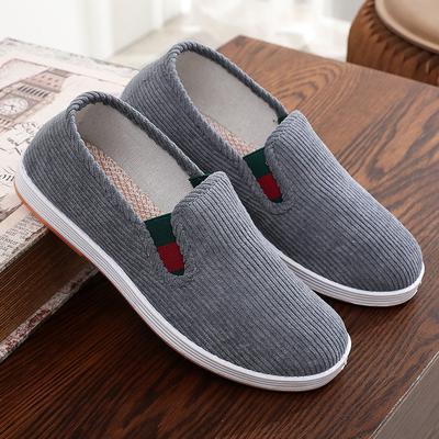 Old Beijing Cloth Shoes Men's Shoes Lazy Shoes Breathable Casual Large Strip Velvet Board Shoes Beef Tendon Sole Driving Shoes One Pedal