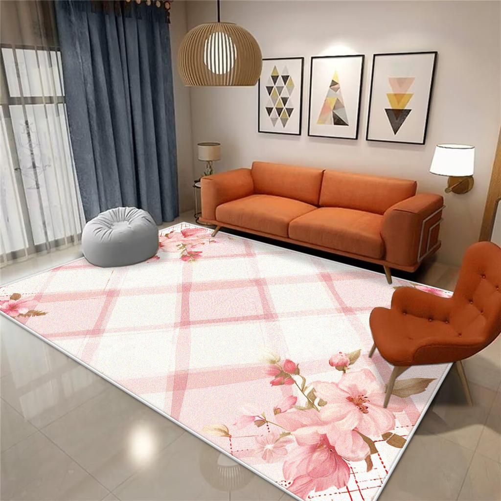 Nordic Style Geometric Rugs Modern Aesthetics Decoration Home Carpet Luxury Green Bedroom Non-slip Washable Mat Living Room