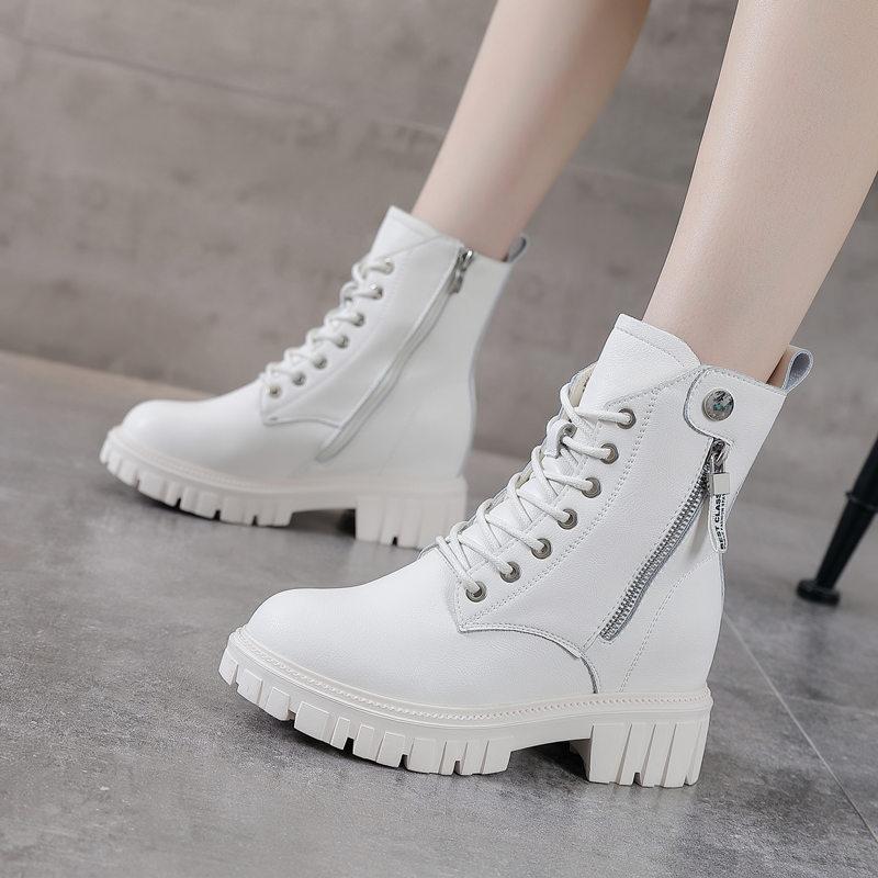 Vnitřní zvýšení Martin boots dámské jarní nové krátké boty s tlustou podrážkou krátké kožené boty s tlustým podpatkem britský styl boty dámské