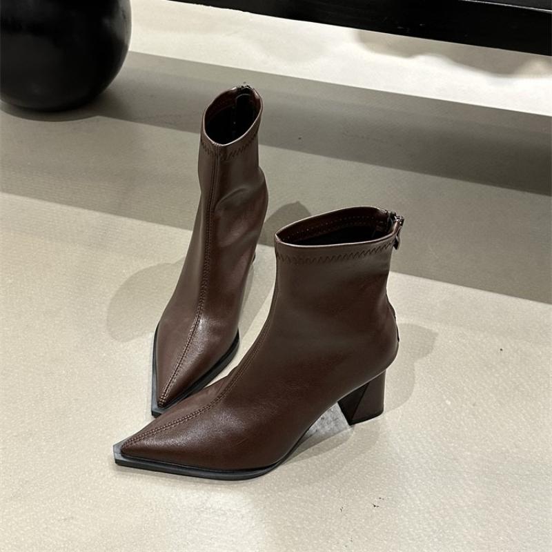 Fashion Pointed Toe Thick Heel Women Ankle Boots Street Style Banquet Party Dress Short Botas Autumn Winter Women'S Shoes