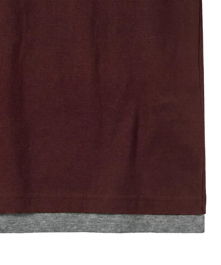 IDWS Layered Henley Neck T-Shirt Burgundy