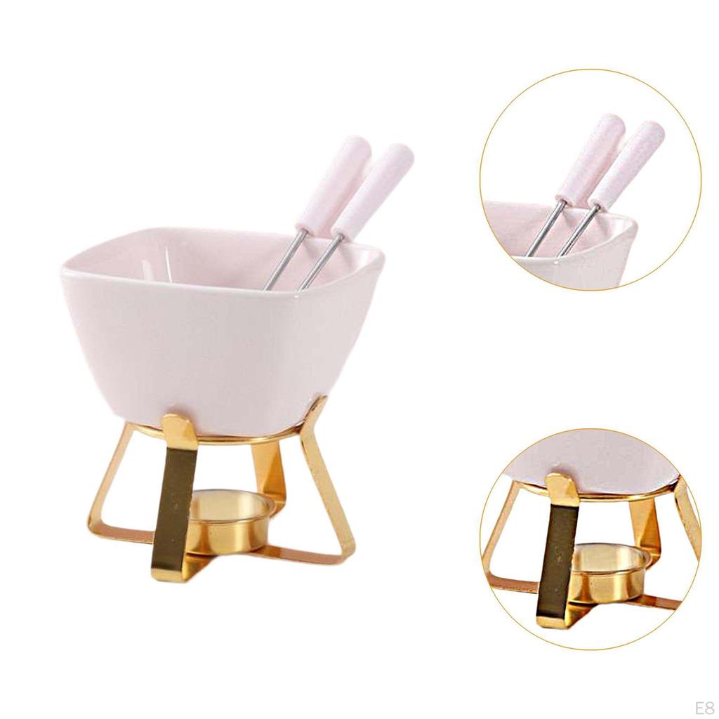 Chocolate Fondue Pot Butter Heater Small Kitchen Appliances Creative Hotpot with 2 Forks