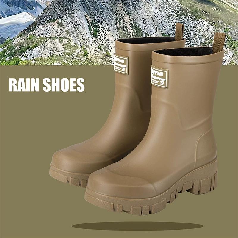 Women's Thick-Soled Waterproof Mid-High Rain Boots - Non-Slip Wear-Resistant Korean Style for Camping & Car Wash Outdoor Rain Boots