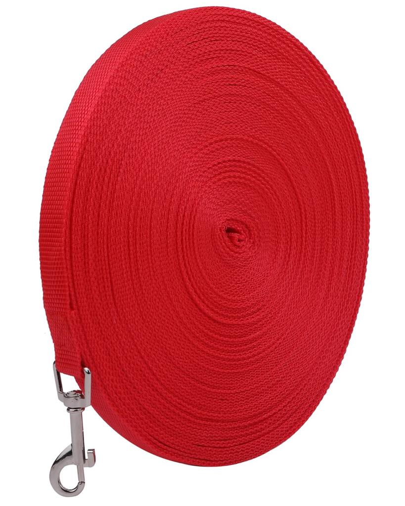 Chocople Long Lead Harness Tethering Runner Cable Dog Training 2cm Wide (10m, Red)