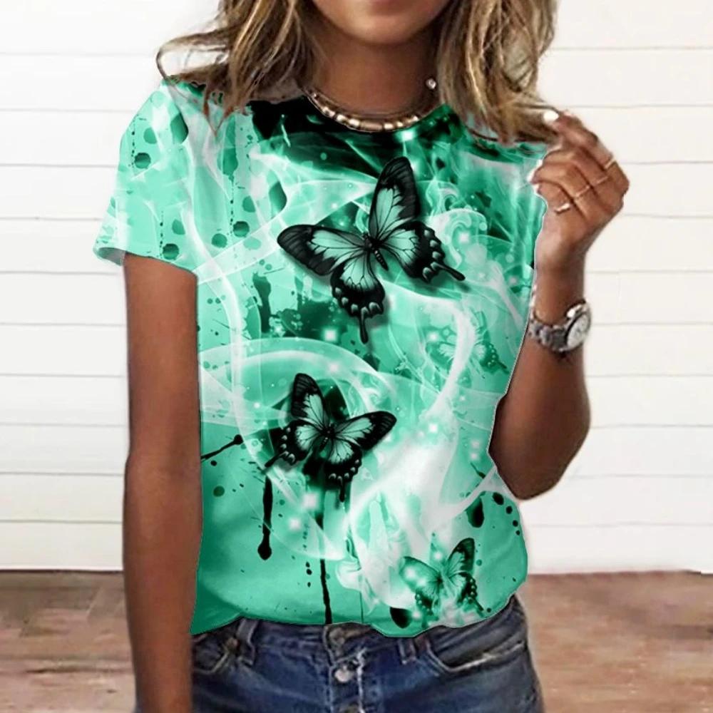 Women's T-shirt Summer Round Neck Women's T-shirt Fashion Short Sleeve Casual 3D Printed Women's Clothing Street Wear