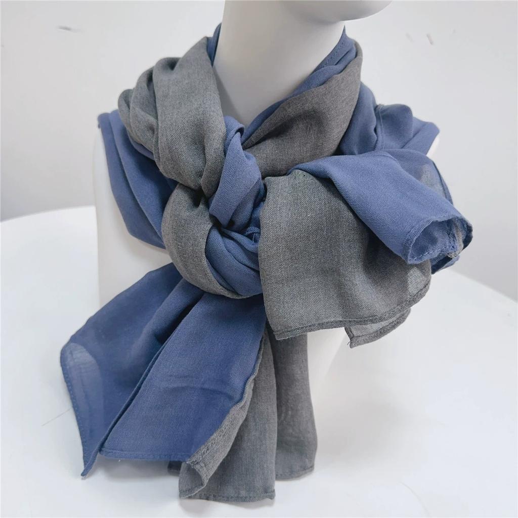Korea Design New Spliced Scarf Long Two-Tone Cotton Warm Contrast Color Shawl Women's Scarves 75*190cm