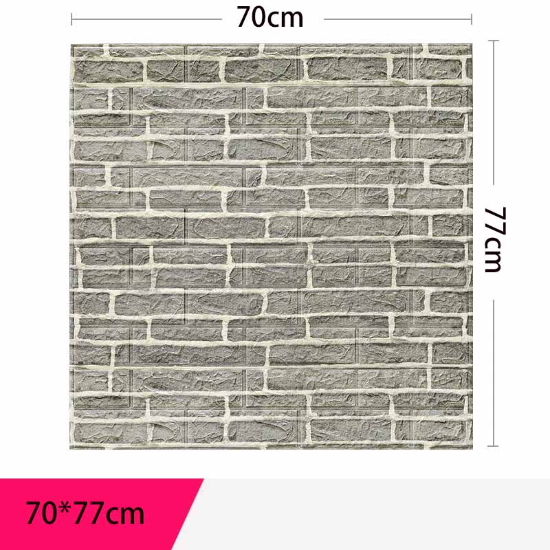 70*77cm 3D Wasserdicht Selbstklebend Extra Dick XPE Schaum Retro Ziegelmuster Antikollisions-Tapete Wohnzimmer Schlafzimmer Kinderzimmer Dekor