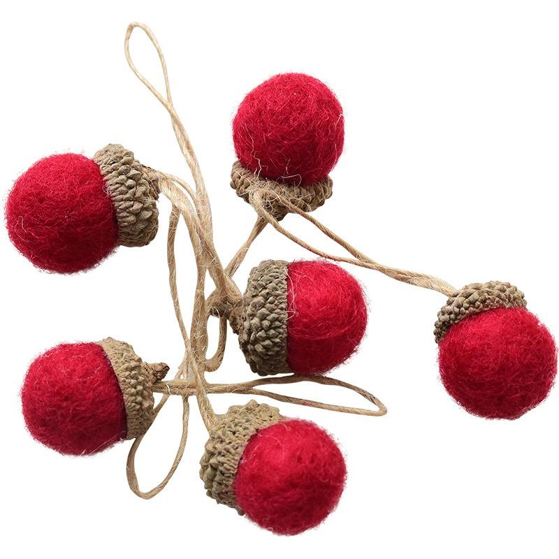 6pcs/set Wool Felt Pine Cone Acorn Pendant Christmas Ornament DIY Craft