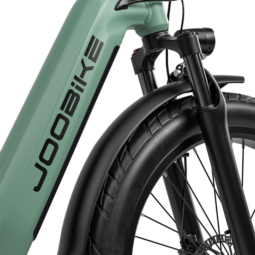 JOOBIKE JOO1 Electric Bike, 1000W Motor, 48V 17.5Ah Battery, 26×3.0'' Fat Tires, 7-Speed, Hydraulic Brakes, LCD Display, 90km Range, 45km/h, Green