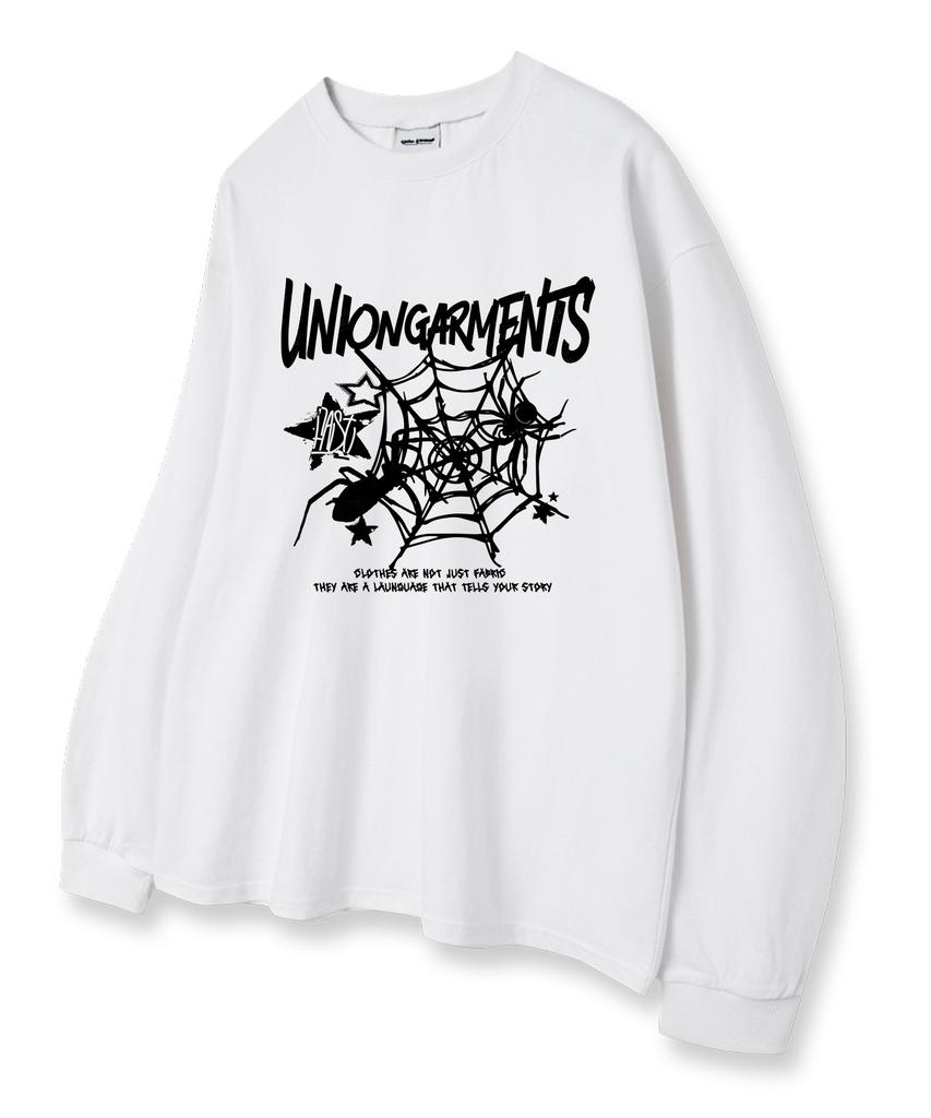 UNION GARMENTS Spider Loose Fit Long Sleeve T-Shirt White [Basic Or Ribbed]