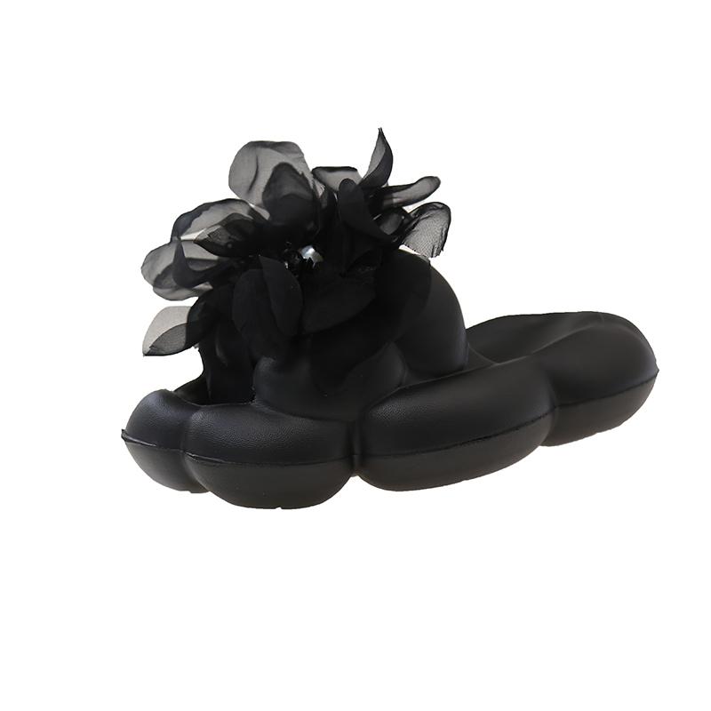 Perlenblumen-Flats Damenmode Runde Spitze Offene Zehenpartie Weiche Sohle Rutschfest und Verschleißfest Mittelhohe Hausschuhe