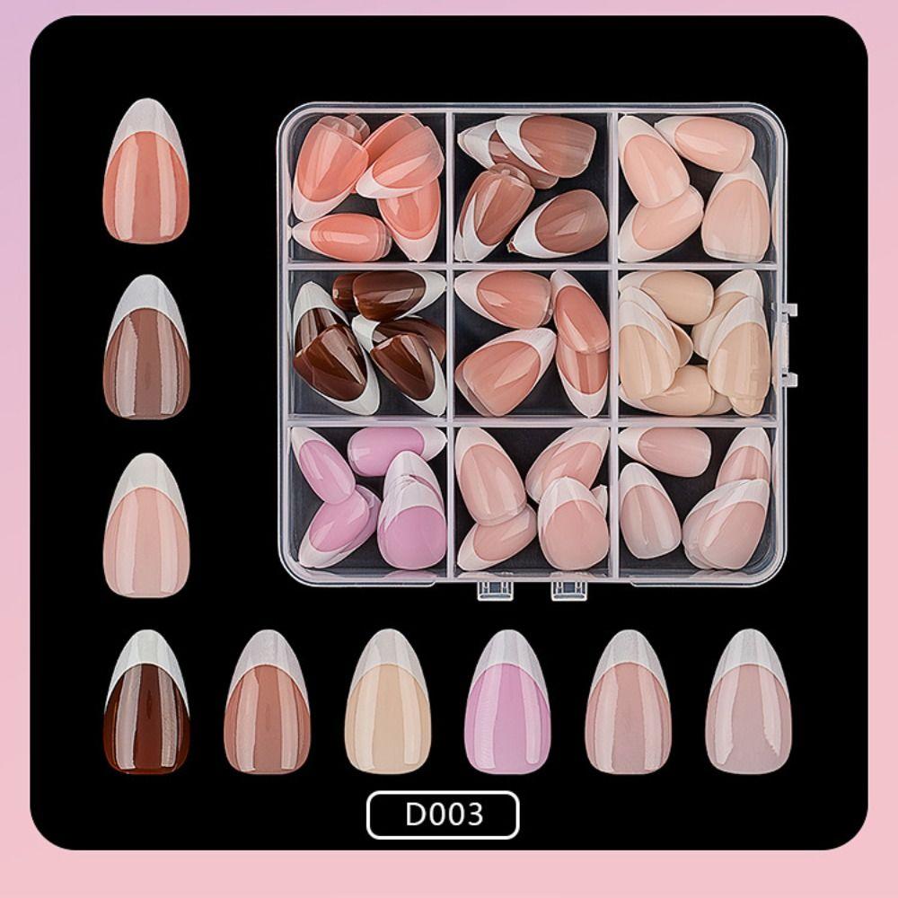 108pcs Mixed Color Fake Nail Almond Coffin Press On Nails New French False Nail  DIY