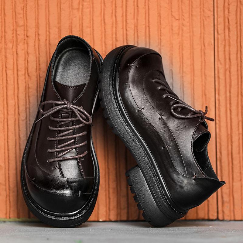 2026 Fashion Oxfords Shoes Mens Business Shoes Thick Sole 2.5cm Brand Party Male Footwear Brown Black Plus Size 45