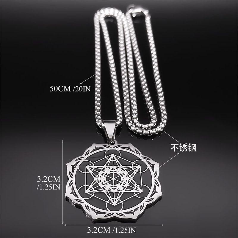 Vintage Hexagram Pendant Stainless Steel Mens Long Necklace Hip Hop Cool Accessory