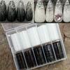 1/10 Roll Elegant Black White Lace Flower Nail Transfer Foils Fantasy Retro Floral Starry Sky Paper Sticker Manicure Accessories