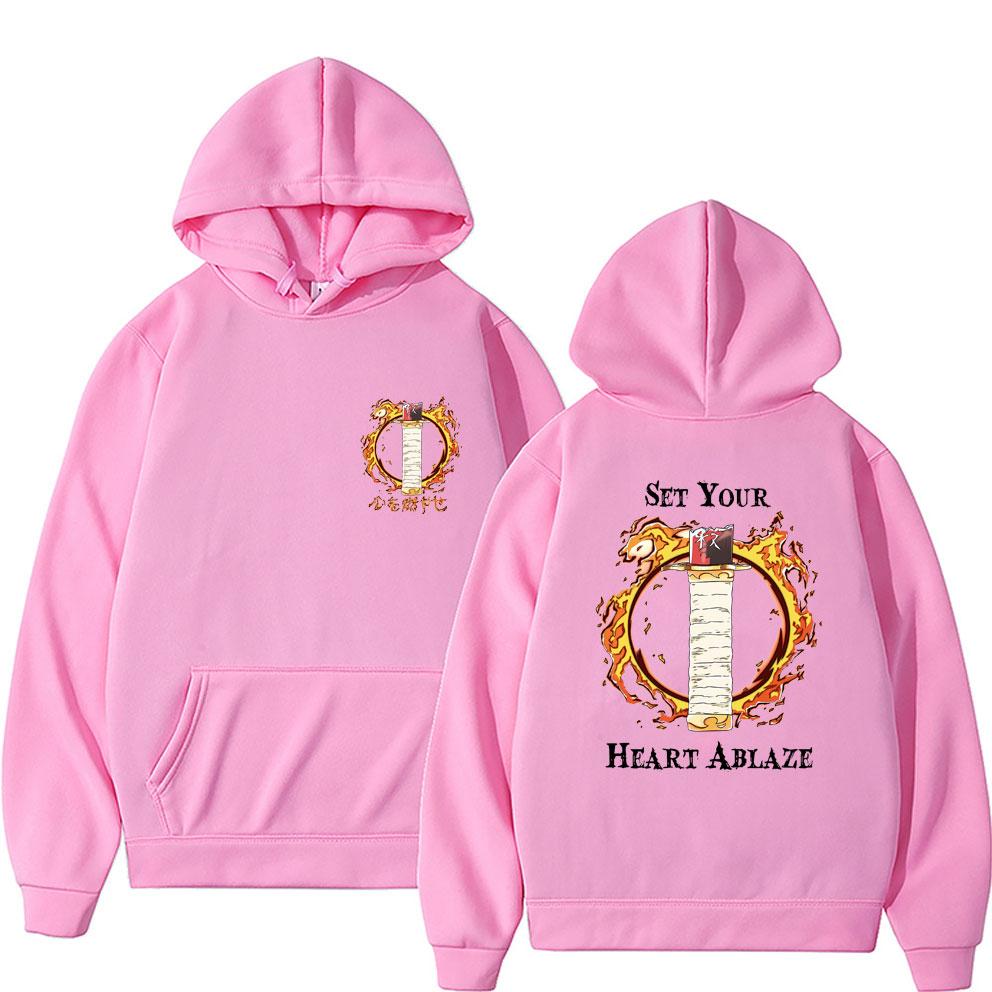 Толстовка с капюшоном «Set Your Heart Ablaze» в стиле аниме «Demon Slayer Rengoku — фото 10