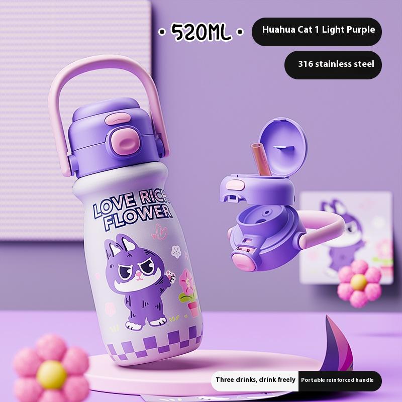 Gianxi Children's Insulated Cup Portable Water Bottle for School Primary School and Kindergarten Straws Water Cup Insulated Cup