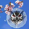 Metal Owl Wind Chime with Rotating Design for Outdoor Garden Yard Decoration Bird Repellent Hanging Spinner Art
