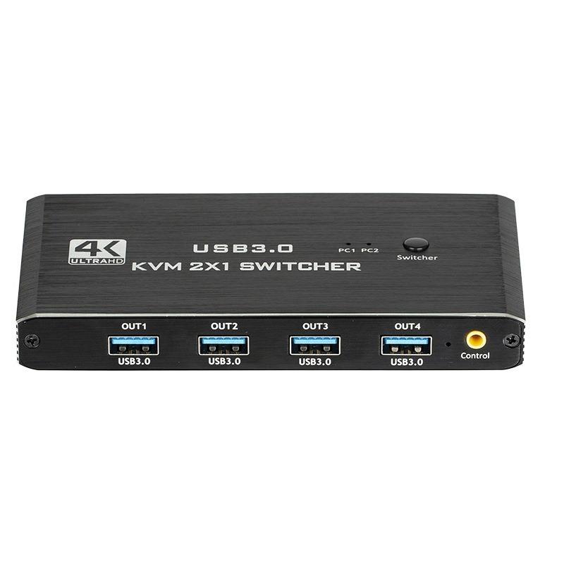 4K@60Hz HDMI-compatible 2x1 Switch Box for 2 Computers Share One Monitor and 4 USB Devices for Keybord Mouse Printer