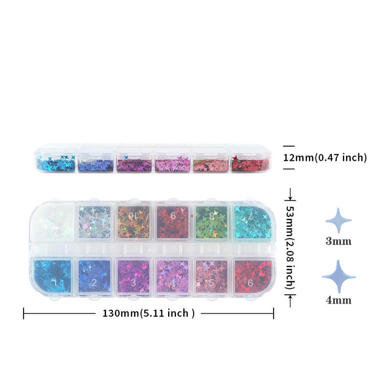 Nail Charms Laser Star Nail Sequin Colorful Nail Charms Mix 3D Thin Sheet Nail Art Decoration For Gel Manicure Diy Nail Supplie