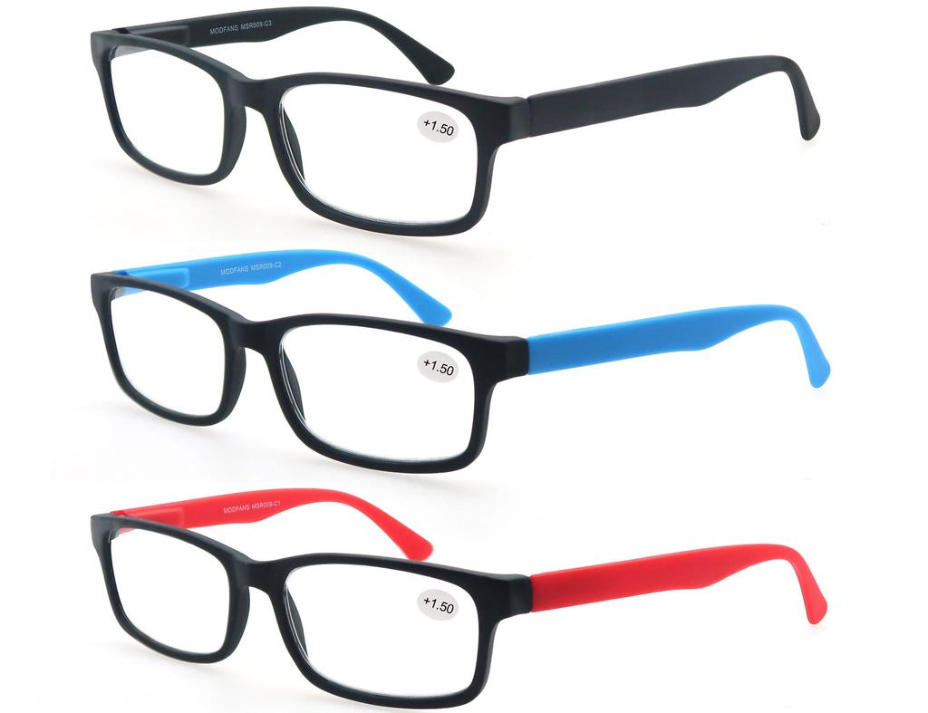 MODFANS Reading Glasses Men Eyeglasses read Classic Square Frame Spring HInge Lightweight Comfortable Wear Readers Women Eyewear