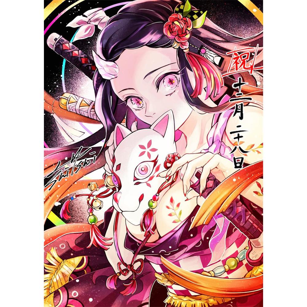 Demon Slayer Diamond Painting Ful Square Round Drills Anime Rick Mosaic Picture DIY Art Home Decoration 5D New