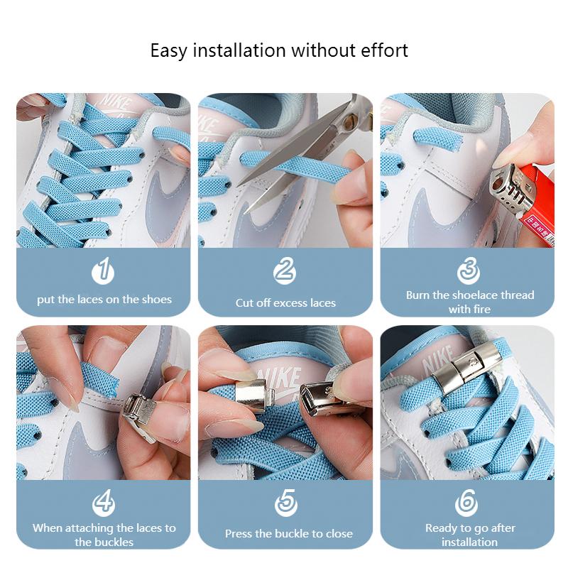 NO.8 No Tie Shoe Laces Press Lock Shoelaces Without Ties Elastic Laces Sneaker Kids Adult 8MM Widened Flat Shoelace for Shoes
